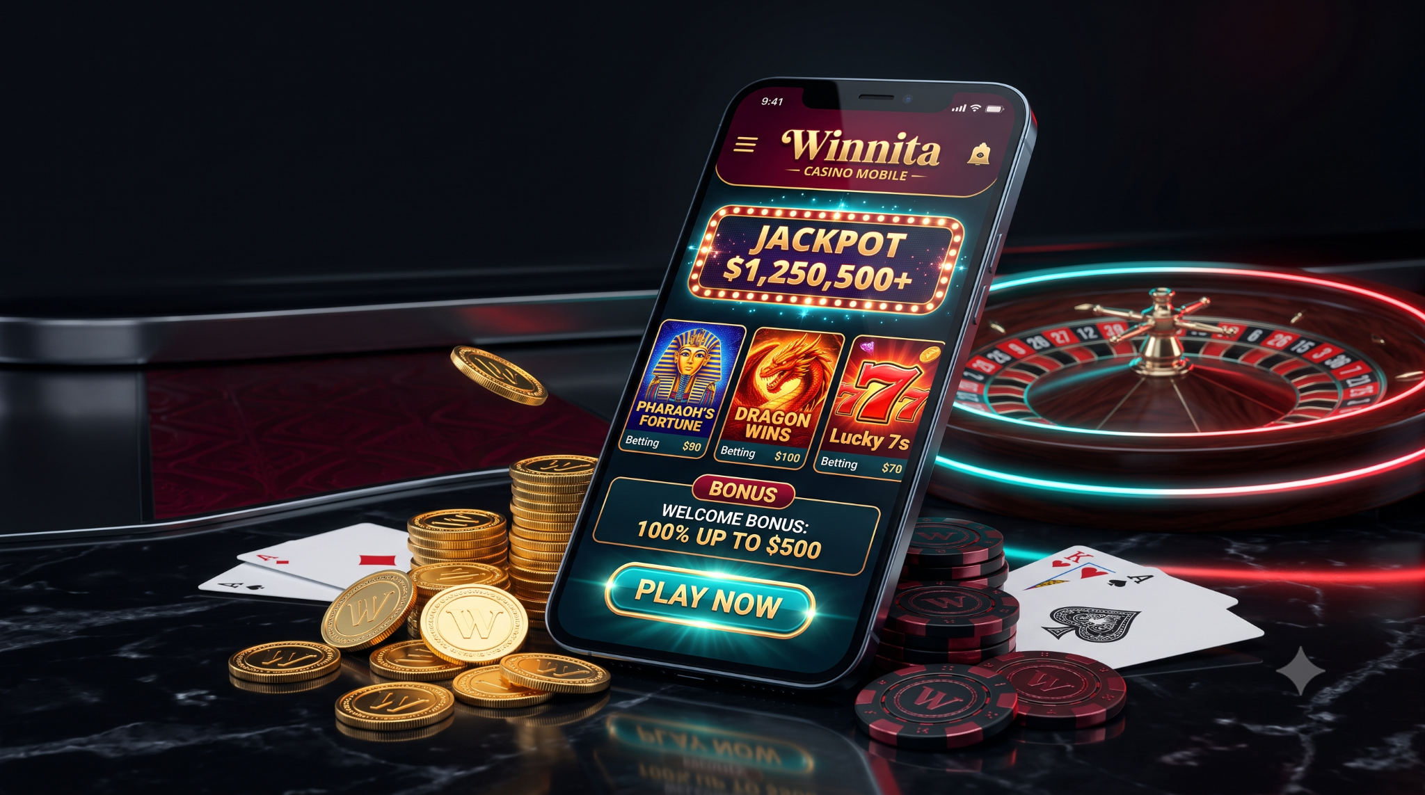 Homepage di Winnita Casino con lobby giochi e promozioni