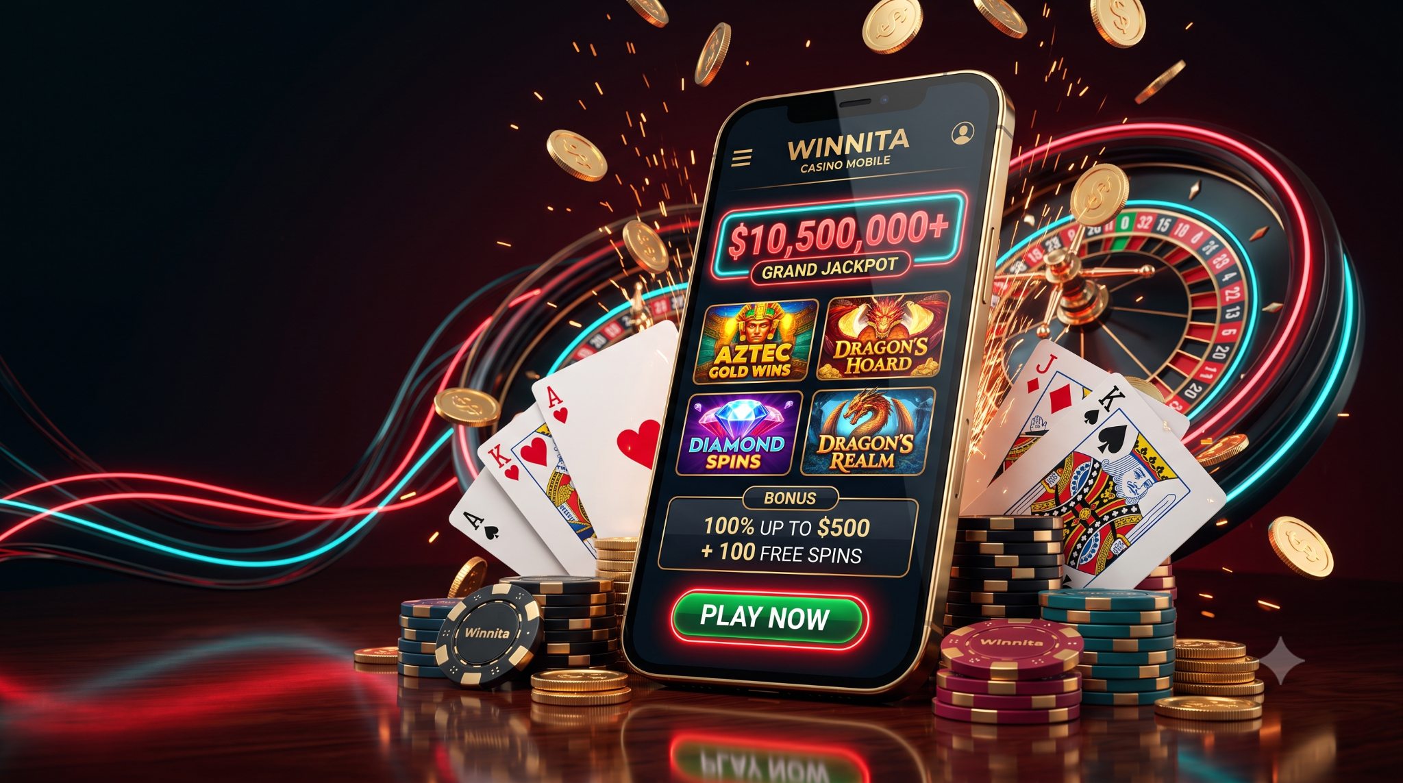 Sezione bonus di Winnita Casino con promozioni e giri gratis
